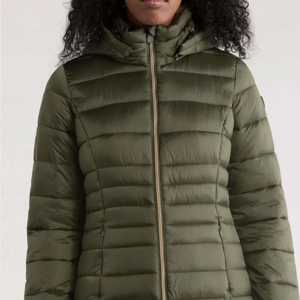 SAVE THE DUCK Hooded Reese Quilted Puffer Jacket in Pine Green $298